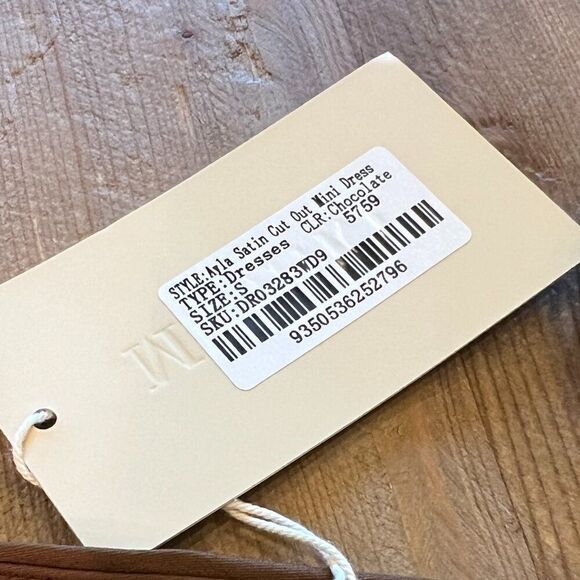 Meshki Ayla Chocolate Satin Cut out Mini Dress Size Small NWT - Picture 6 of 14